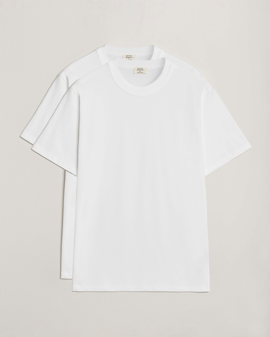 Heren | T-shirts | Armor Lux for Care of Carl | Armor-lux 2-Pack Heritage Callac T-Shirt White/White