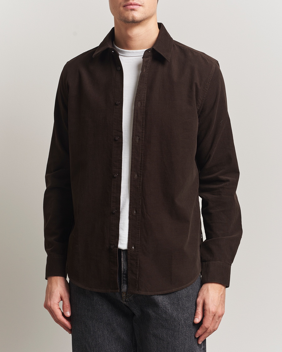 Heren | Overhemden | Samsøe Samsøe | Liam Baby Cord Shirt Black Coffee