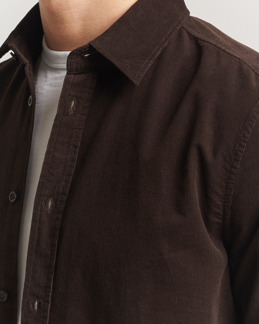 Heren | Overhemden | Samsøe Samsøe | Liam Baby Cord Shirt Black Coffee
