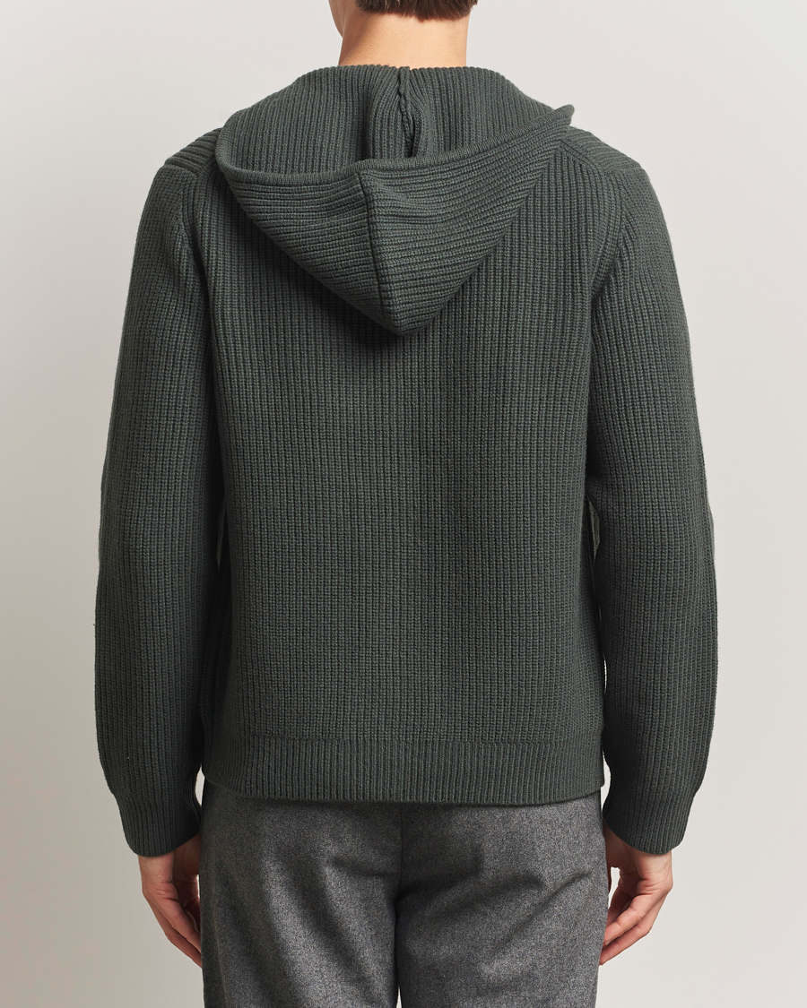 Heren | Truien | Samsøe Samsøe | Isak Heavy Knitted Full Zip Hoodie Dark Evergreen