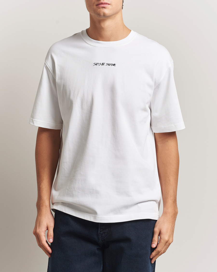 Heren | T-shirts | Samsøe Samsøe | Dinner Printed Crew Neck T-Shirt White