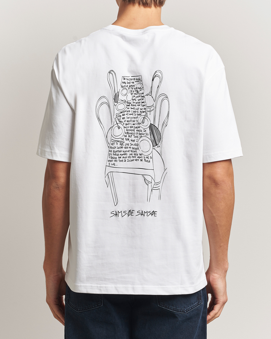 Heren | T-shirts | Samsøe Samsøe | Dinner Printed Crew Neck T-Shirt White