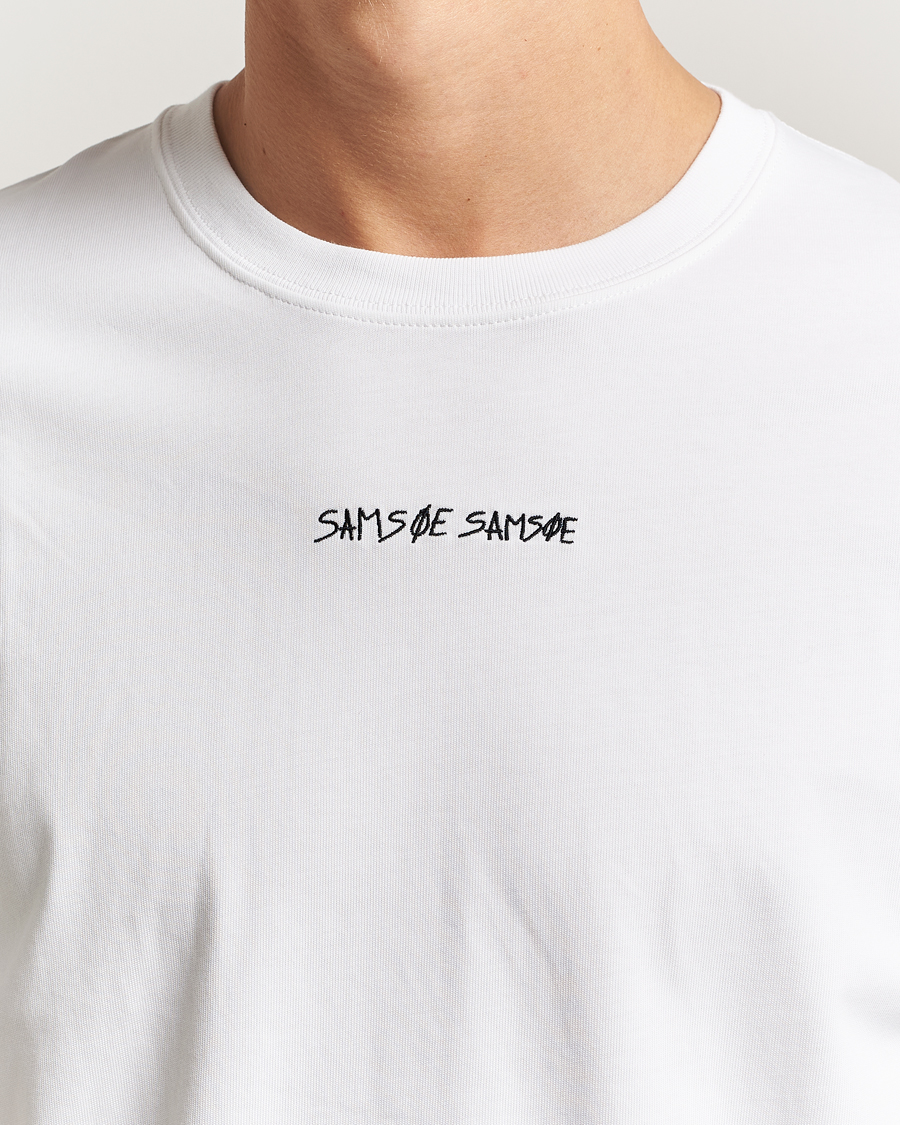 Heren | T-shirts | Samsøe Samsøe | Dinner Printed Crew Neck T-Shirt White