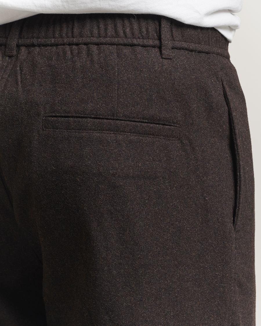 Heren | Broeken | Samsøe Samsøe | Bertil Flannel Drawstring Trousers Black Coffee Melange