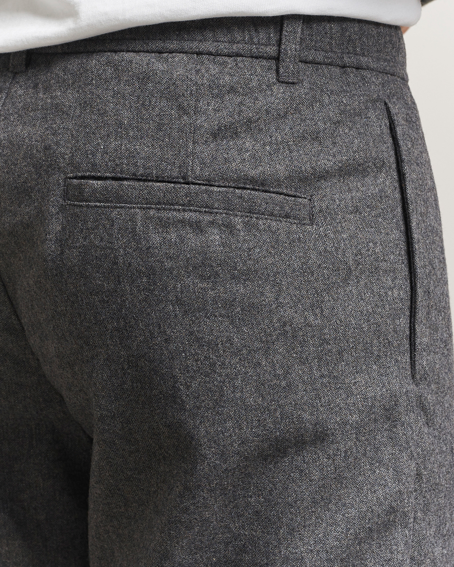 Heren | Broeken | Samsøe Samsøe | Bertil Flannel Drawstring Trousers Dark Grey Melange