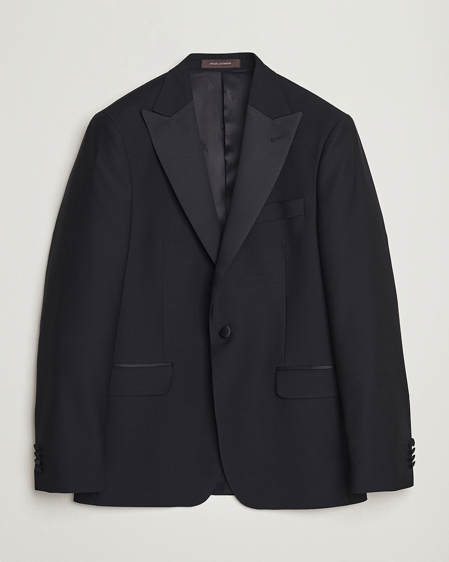Heren | Blazers | Oscar Jacobson | Frampton Wool Tuxedo Blazer Black