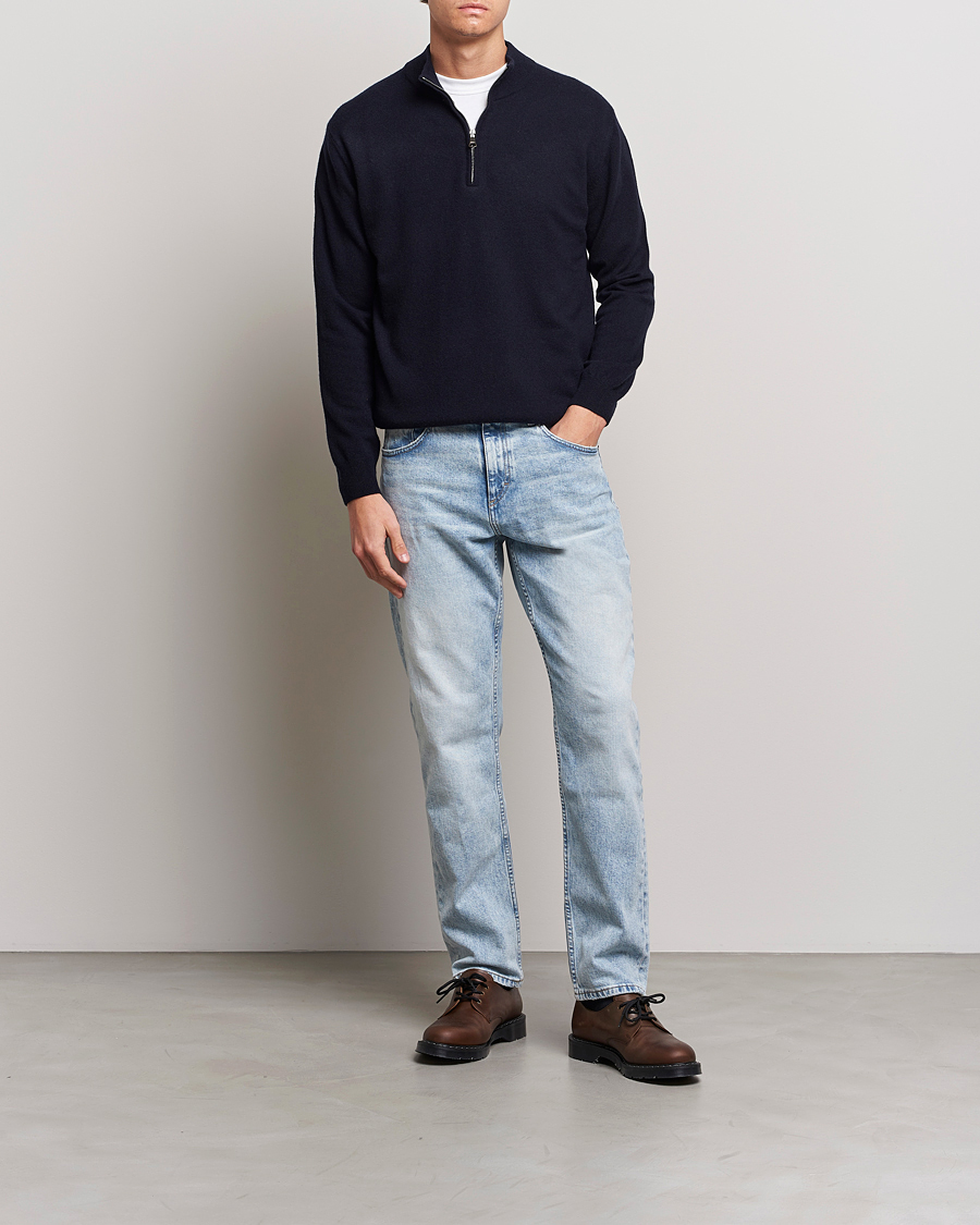 Heren | Truien | Oscar Jacobson | Patton Wool Half-Zip Navy