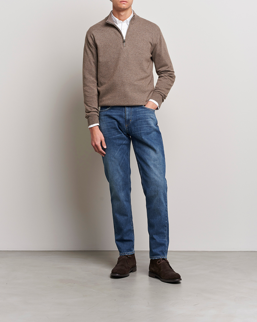 Heren | Truien | Oscar Jacobson | Patton Wool Half-Zip Beige