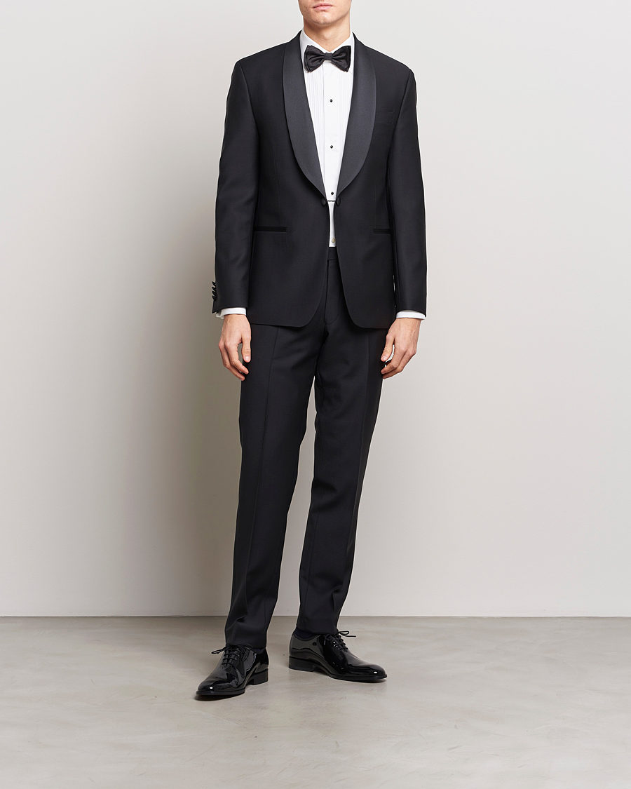 Heren | Blazers | Oscar Jacobson | Figaro Wool Tuxedo Blazer Black