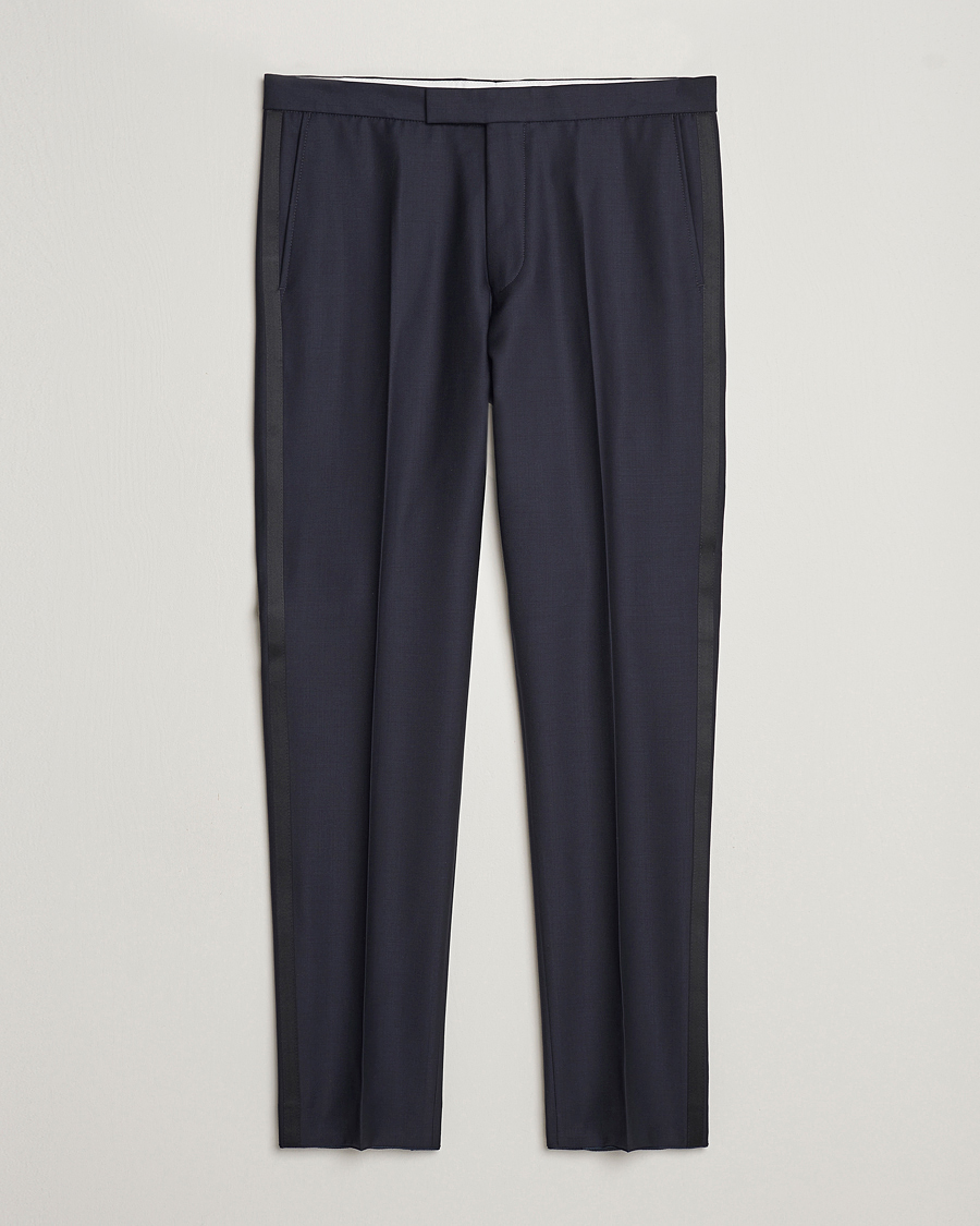 Heren | Broeken | Oscar Jacobson | Denz Wool Tuxedo Trousers Navy