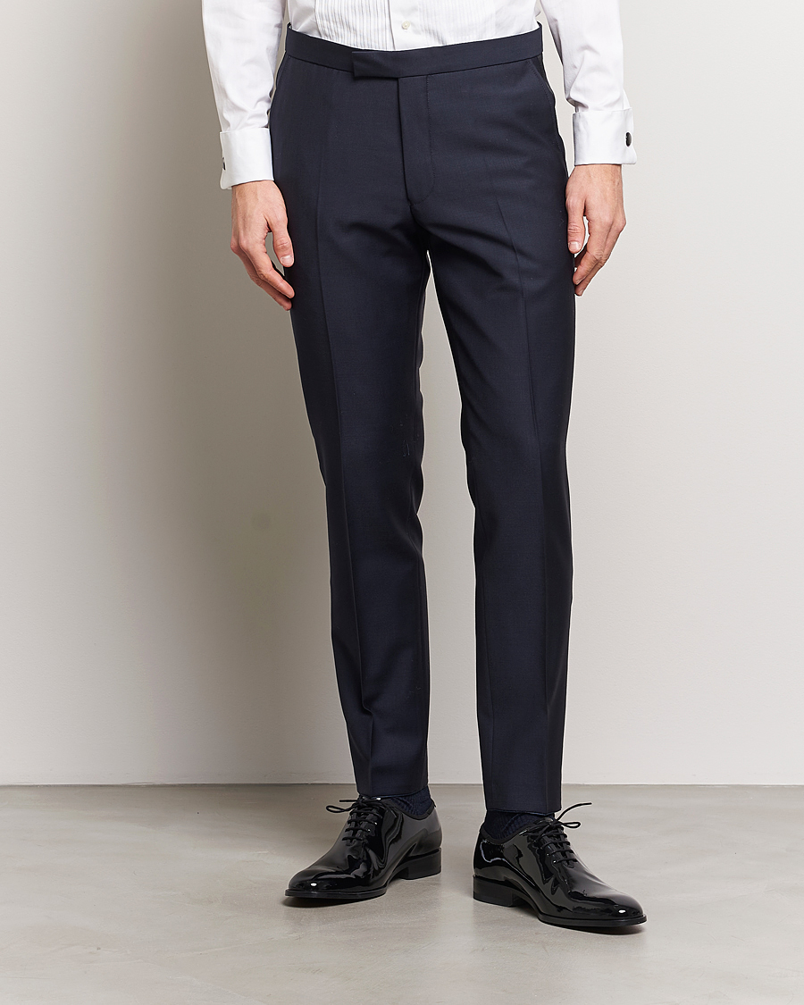 Heren | Broeken | Oscar Jacobson | Denz Wool Tuxedo Trousers Navy
