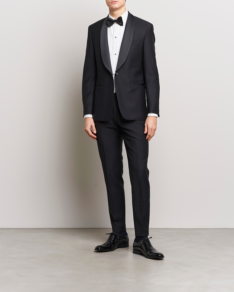 Heren | Broeken | Oscar Jacobson | Denz Wool Tuxedo Trousers Black