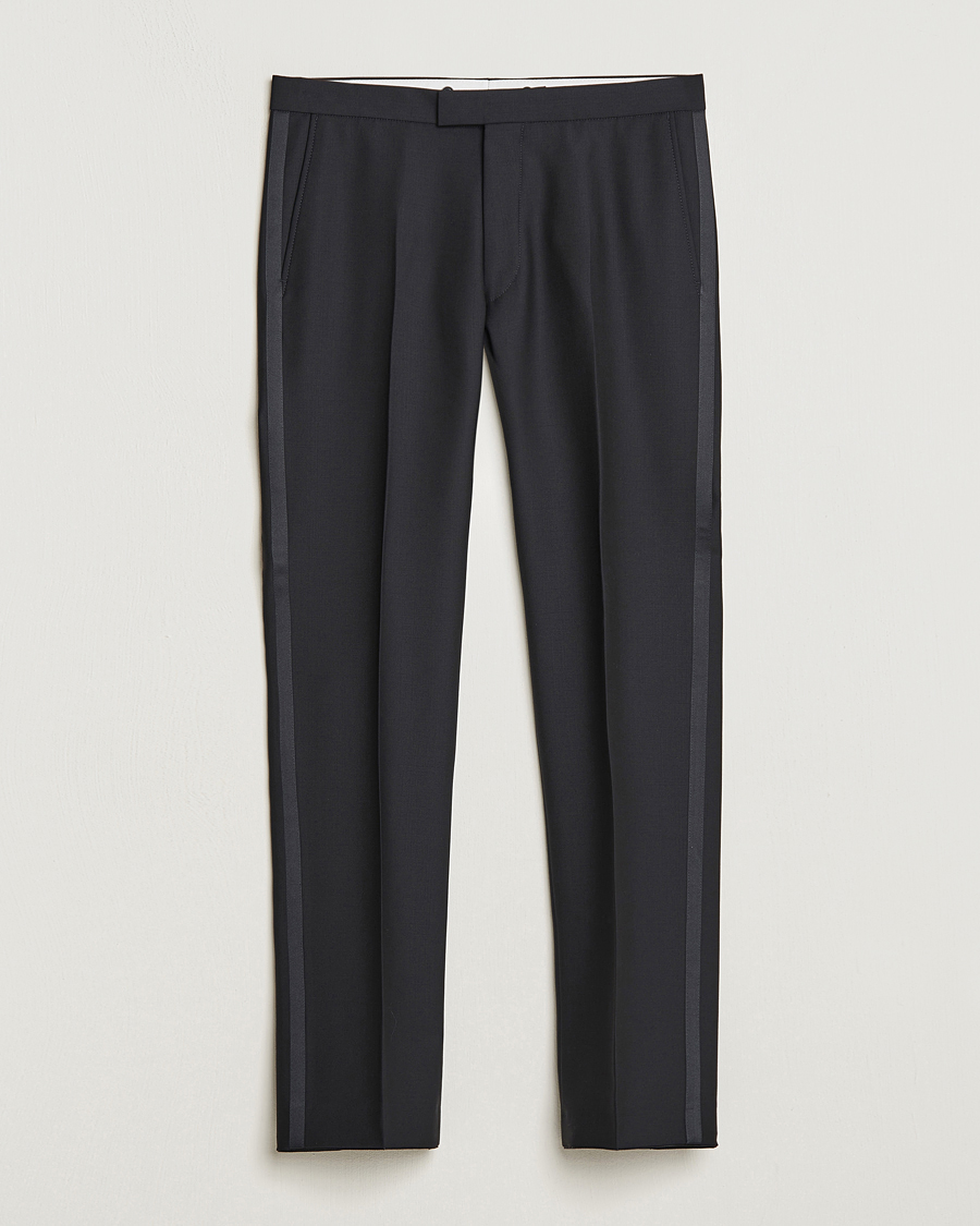 Heren | Broeken | Oscar Jacobson | Denz Straight Wool Tuxedo Trousers Black