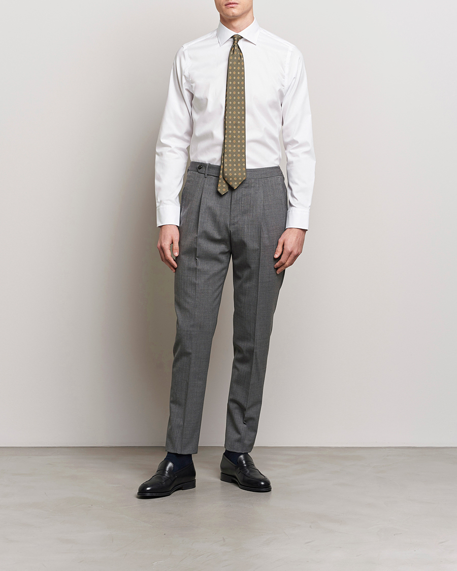 Heren | Overhemden | Oscar Jacobson | Slim Fit Cut Away Non Iron Twill White