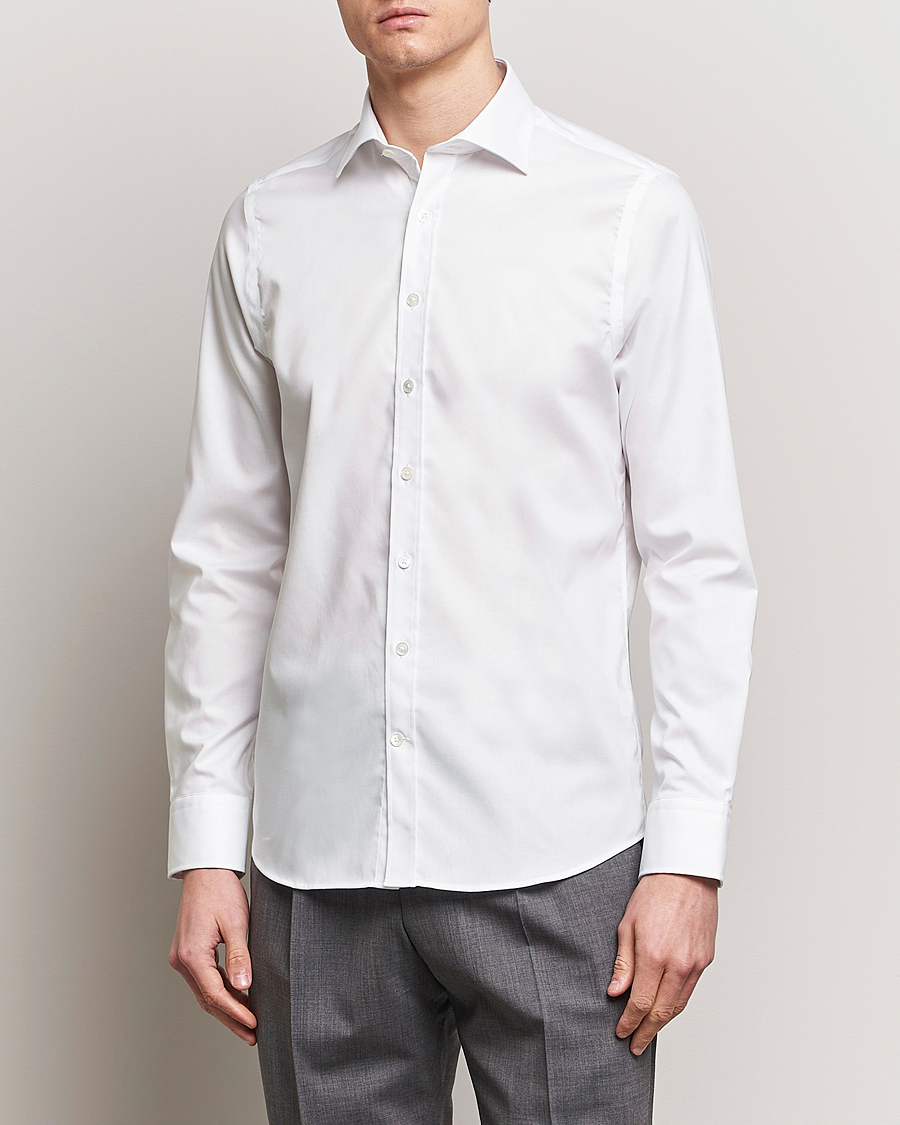 Heren | Overhemden | Oscar Jacobson | Slim Fit Cut Away Non Iron Twill White