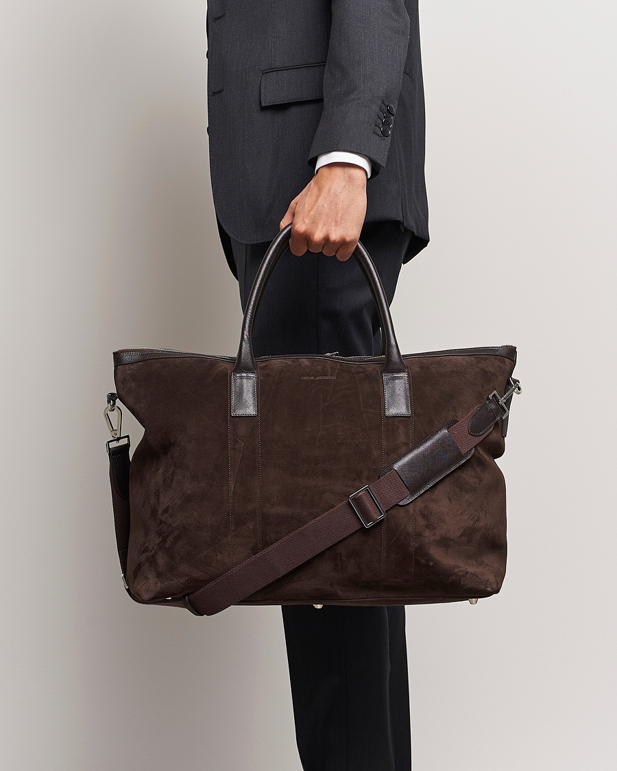 Heren | Tassen | Oscar Jacobson | Weekend Bag Soft Leather Chocolate Brown