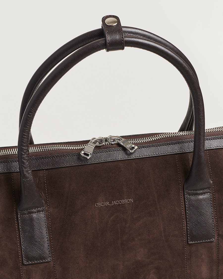 Heren | Tassen | Oscar Jacobson | Weekend Bag Soft Leather Chocolate Brown