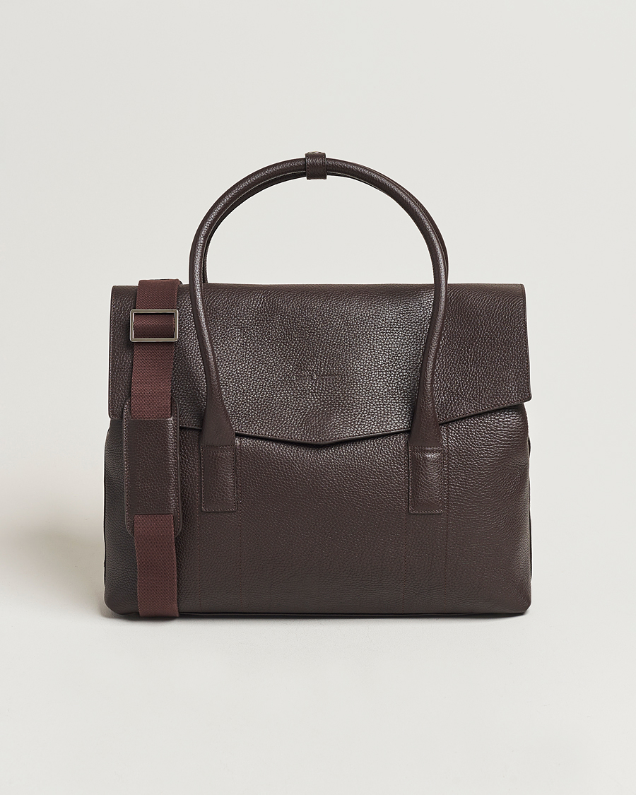 Heren | Tassen | Oscar Jacobson | Overnight Leather Bag Dark Mud Brown