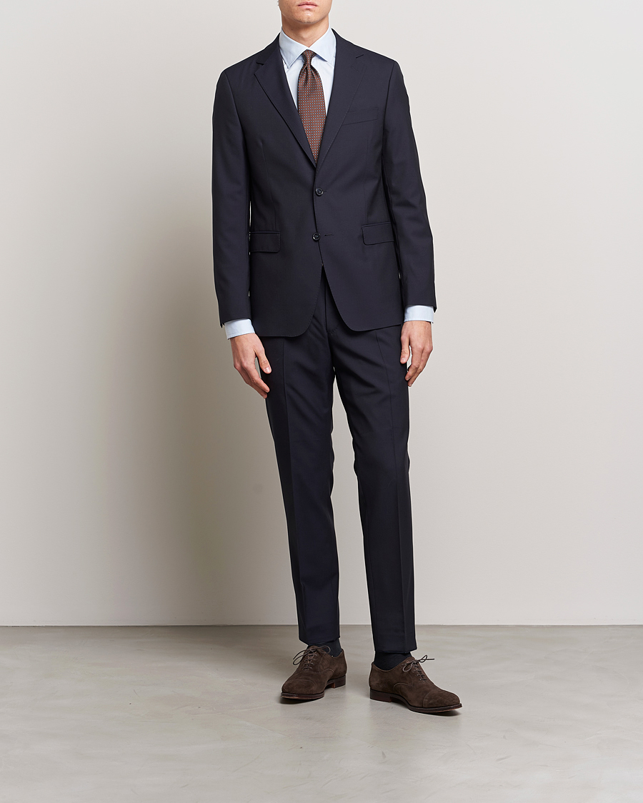 Heren | Broeken | Oscar Jacobson | Denz Wool Trousers Navy