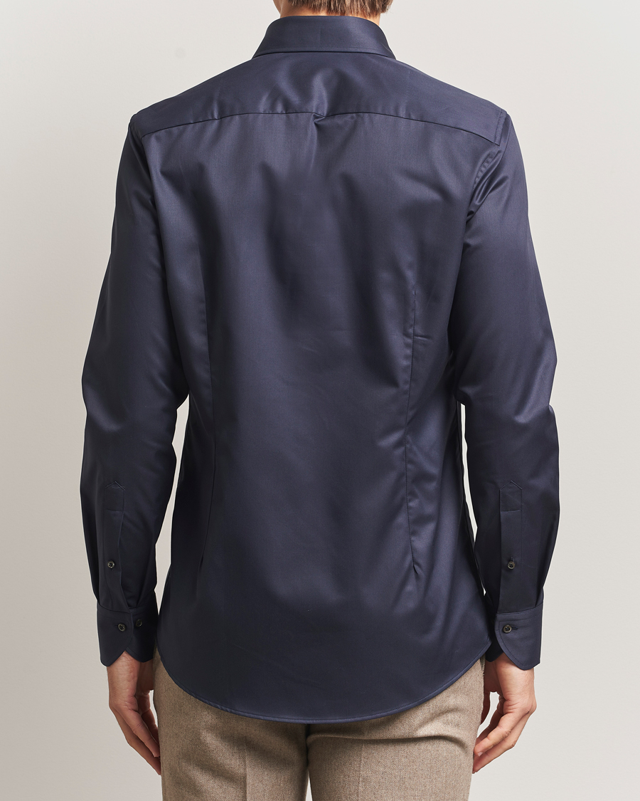 Heren | Overhemden | Stenströms | Slimline Extreme Cut Away Shirt Navy