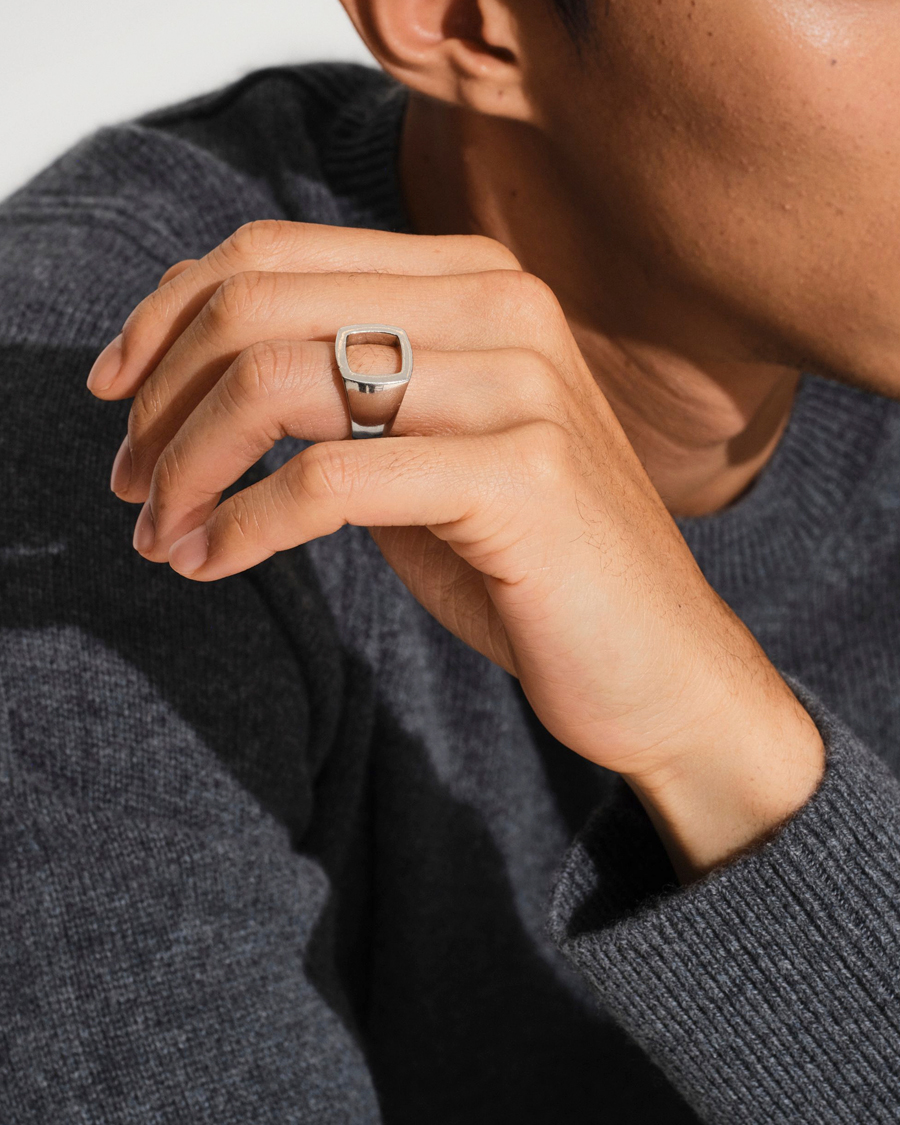 Heren | Sieraden | Tom Wood | Cushion Open Ring Silver