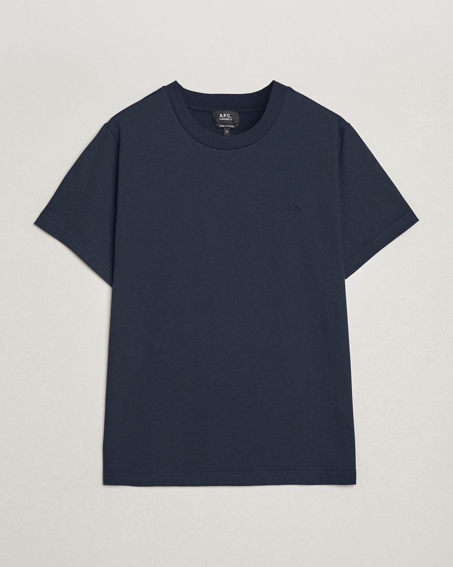 Heren | T-shirts | A.P.C. | Embroidered APC T-Shirt Dark Navy