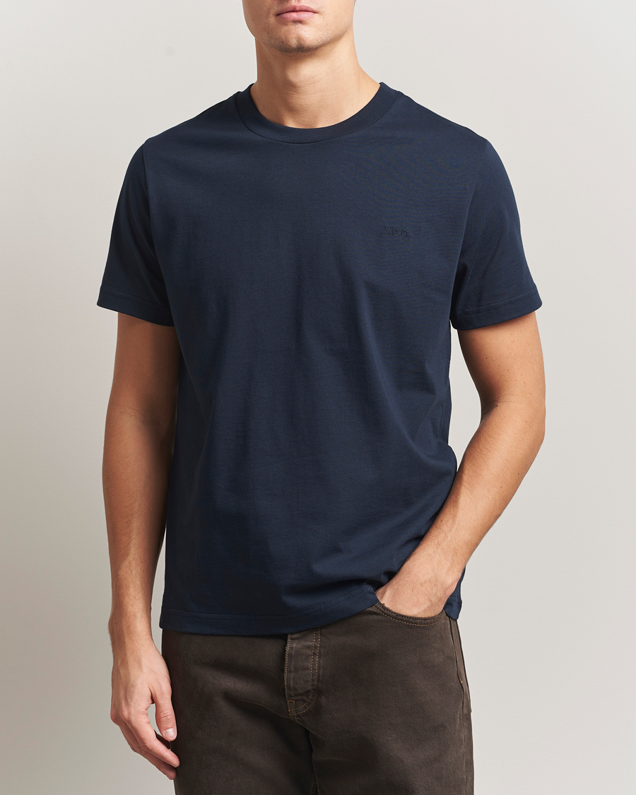 Heren | T-shirts | A.P.C. | Embroidered APC T-Shirt Dark Navy