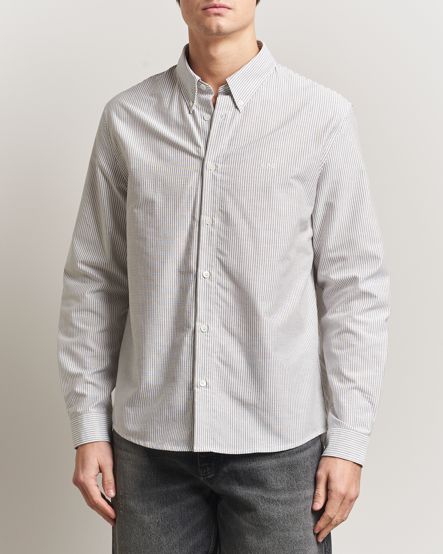 Heren | Overhemden | A.P.C. | Greg Striped Oxford Shirt Green/White