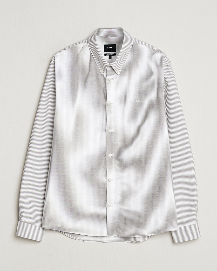 Heren | Overhemden | A.P.C. | Greg Striped Oxford Shirt Green/White