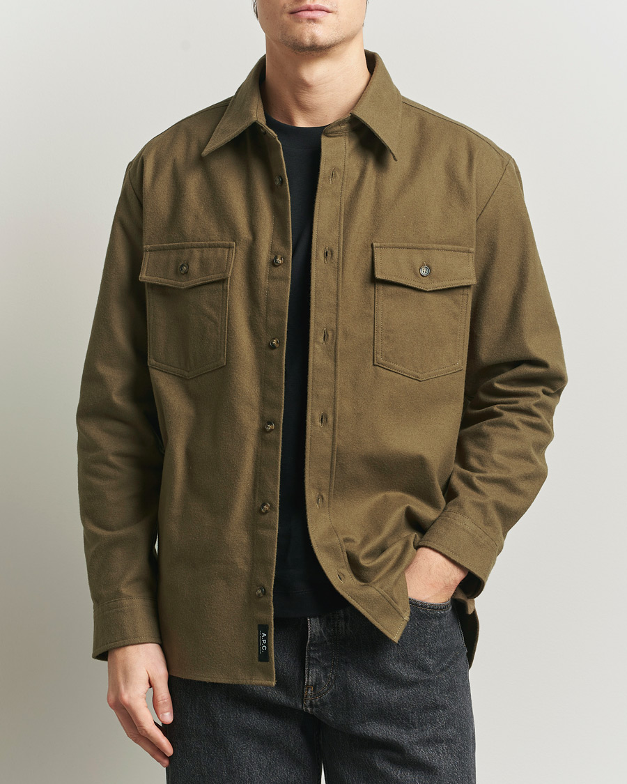 Heren | Overhemden | A.P.C. | Brushed Cotton Overshirt Khaki