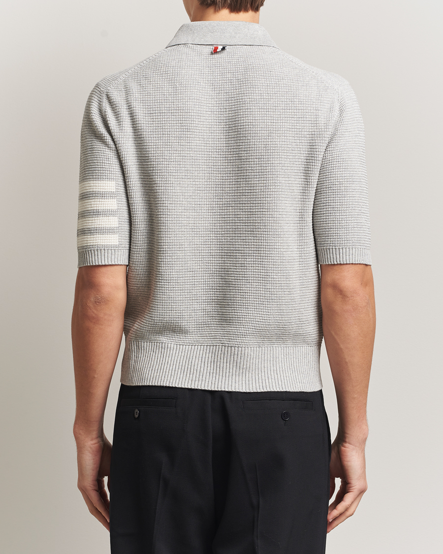 Heren | Polo's | Thom Browne | Textured 4 Bar Knitted Polo Light Grey