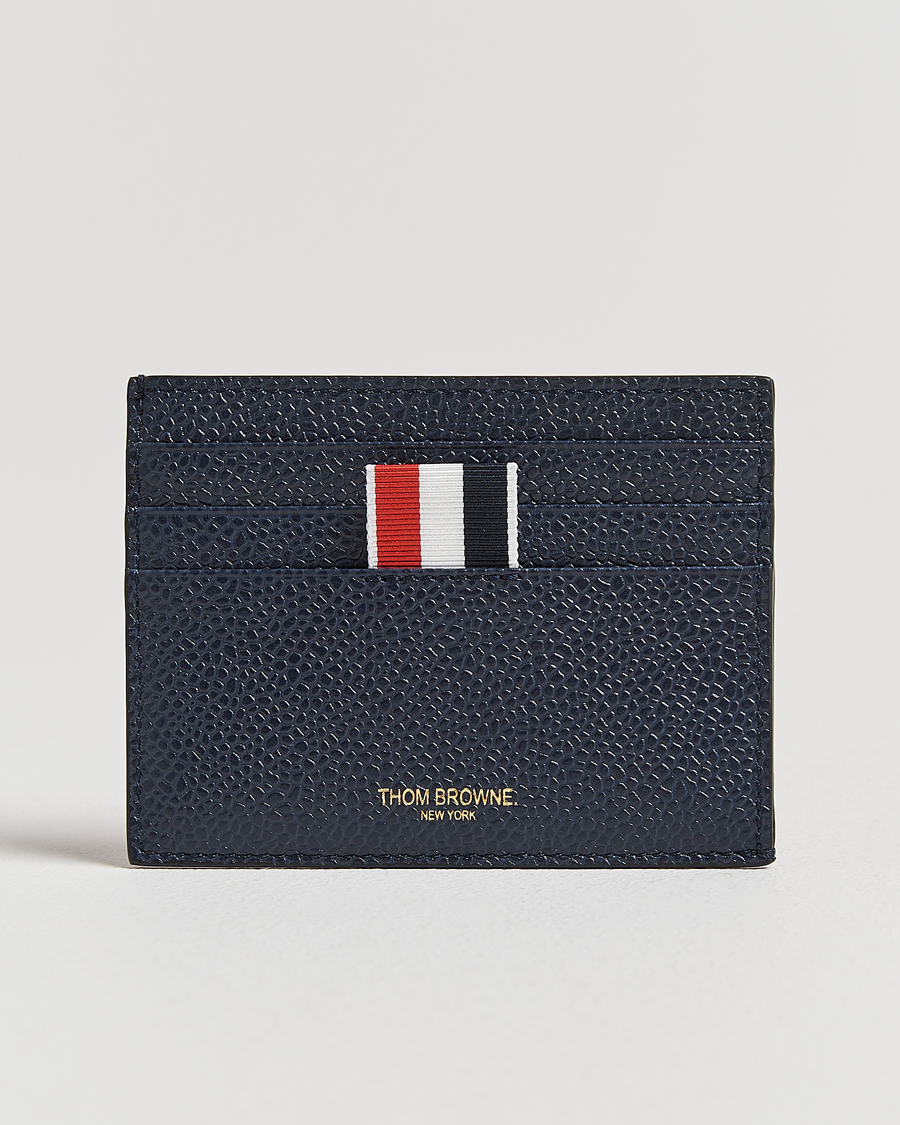Heren | Portemonnees | Thom Browne | Pebble Grain Leather Cardholder Navy