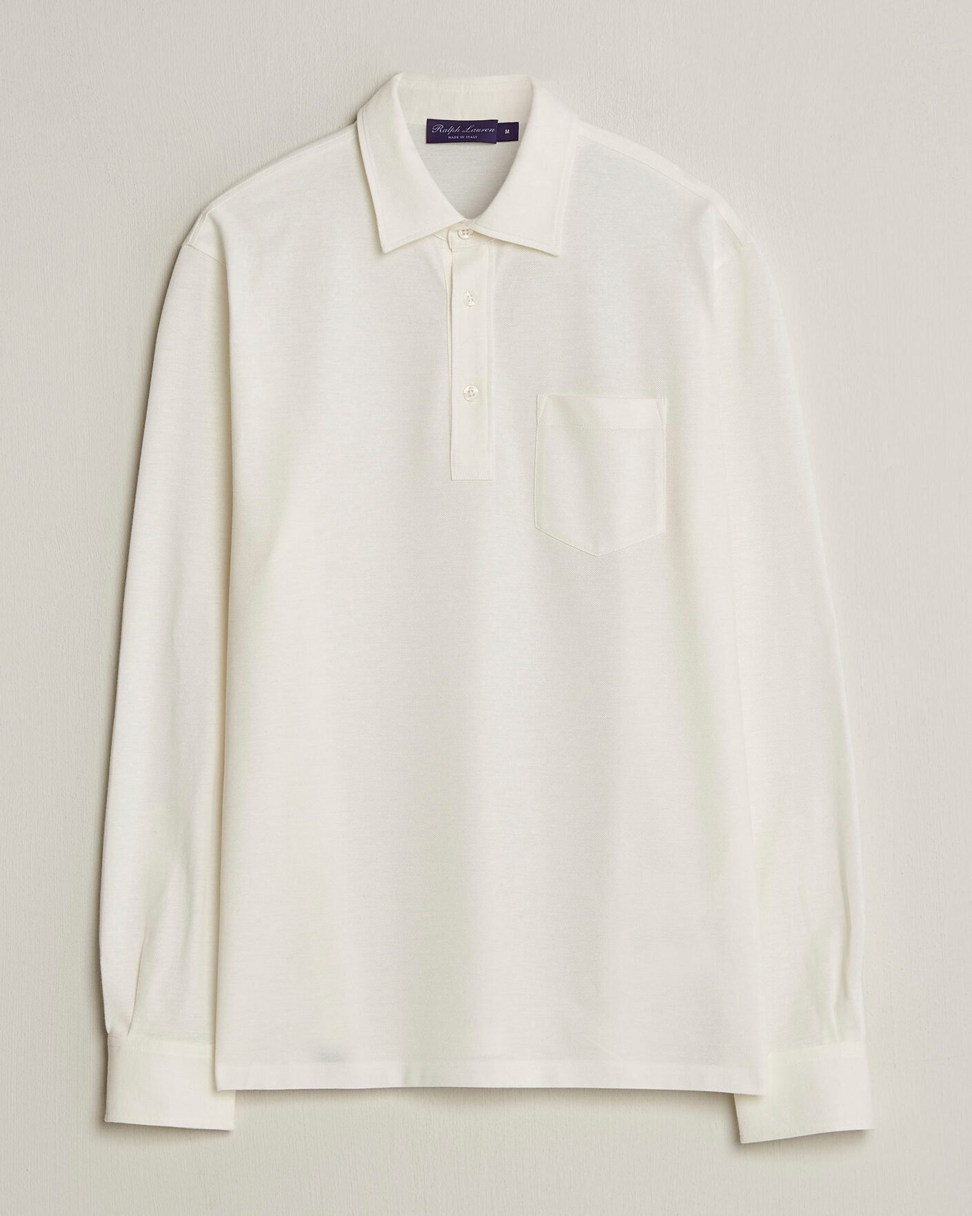 Heren | Polo's | Ralph Lauren Purple Label | Cotton/Cashmere Long Sleeve Polo Off White