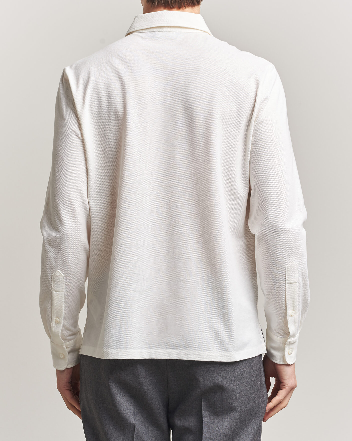 Heren | Polo's | Ralph Lauren Purple Label | Cotton/Cashmere Long Sleeve Polo Off White