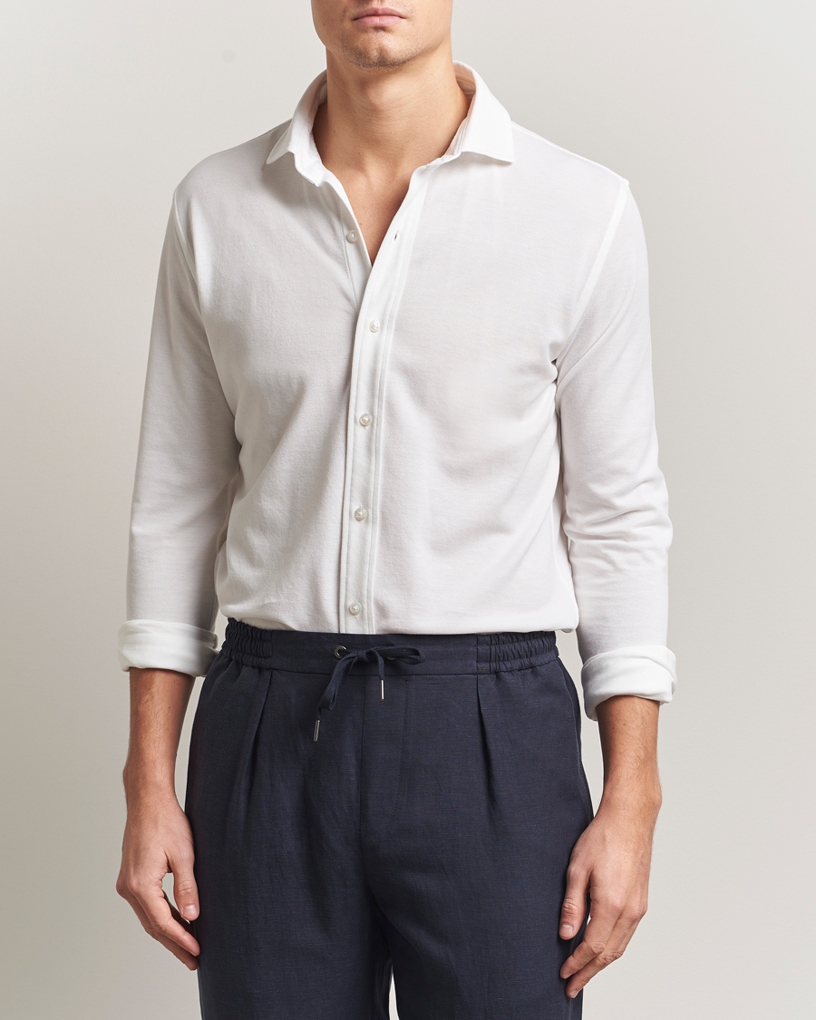 Heren | Overhemden | Ralph Lauren Purple Label | Washed Cotton Pique Shirt White