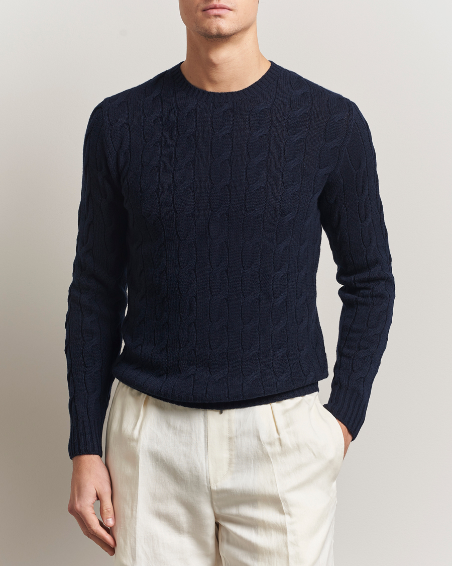 Heren | Truien | Ralph Lauren Purple Label | Cashmere Cable Sweater Chairman Navy