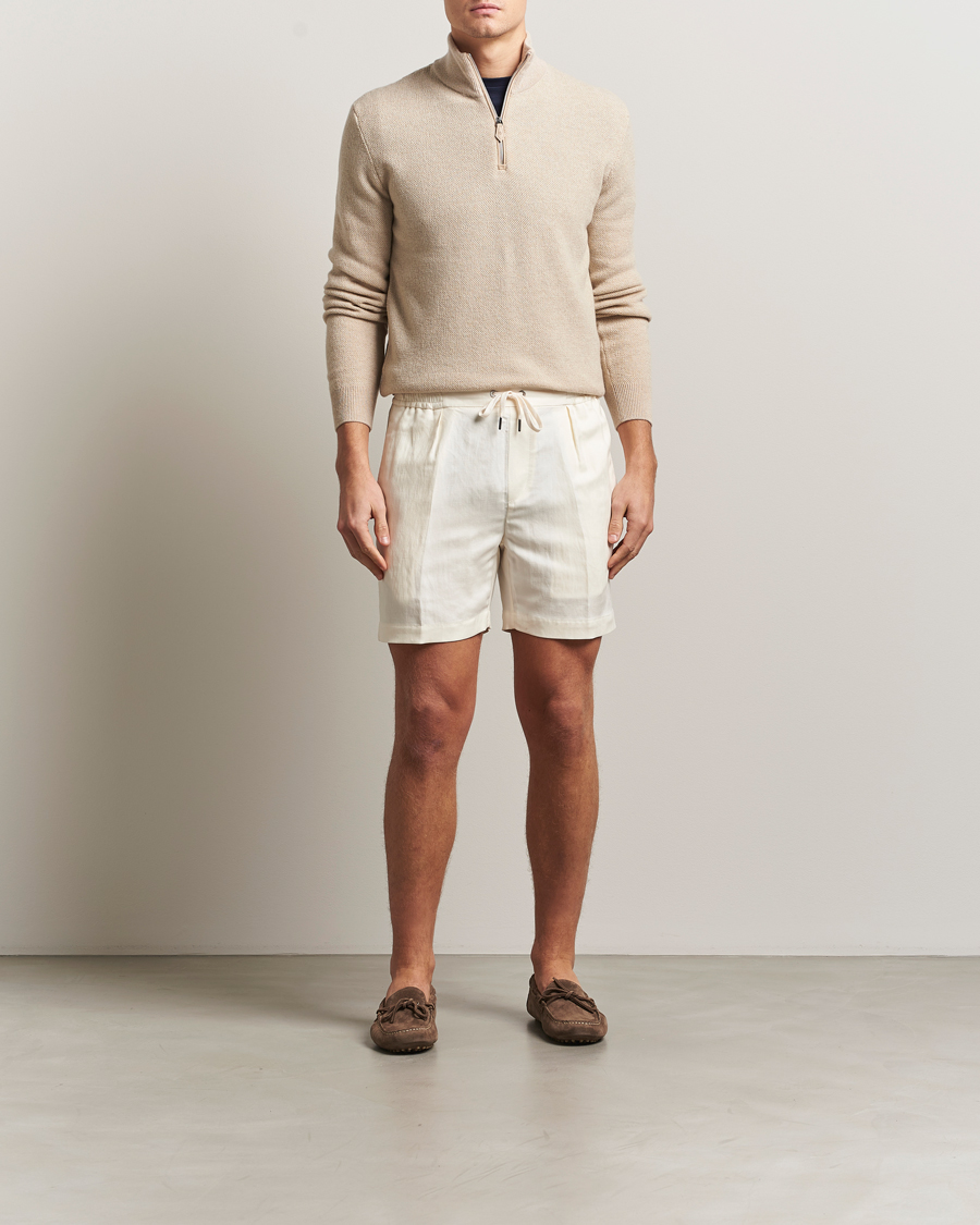 Heren | Korte broek | Ralph Lauren Purple Label | Silk/Linen Drawstring Shorts Cream