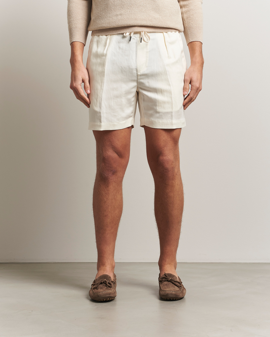 Heren | Korte broek | Ralph Lauren Purple Label | Silk/Linen Drawstring Shorts Cream