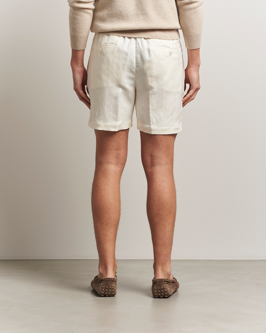 Heren | Korte broek | Ralph Lauren Purple Label | Silk/Linen Drawstring Shorts Cream