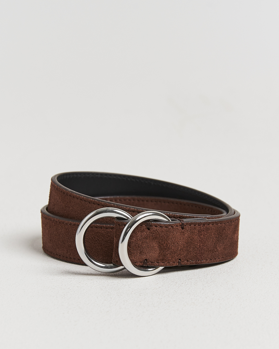 Heren | Riemen | Ralph Lauren Purple Label | Ring Belt Dark Brown Suede