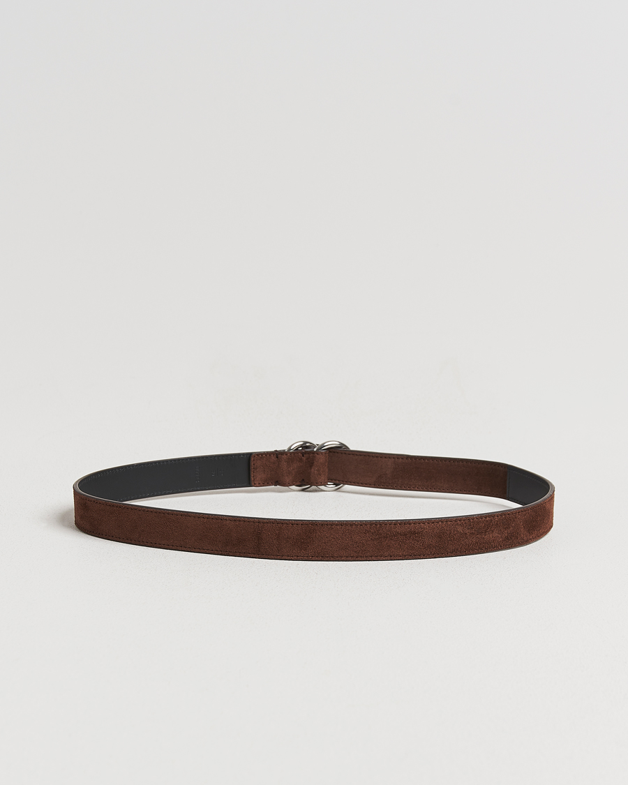 Heren | Riemen | Ralph Lauren Purple Label | Ring Belt Dark Brown Suede