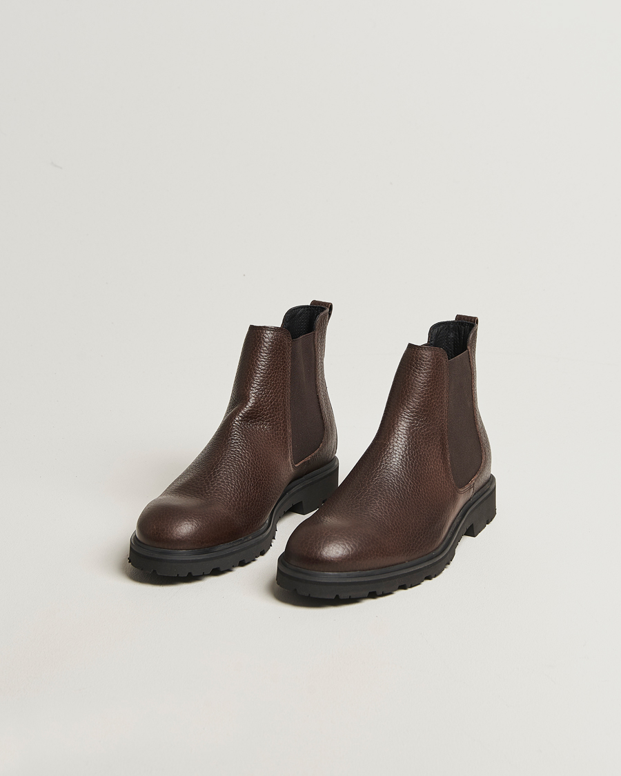 Heren | Laarzen | UBR | Thunder Chelsea Grained Leather Boot Dark Brown