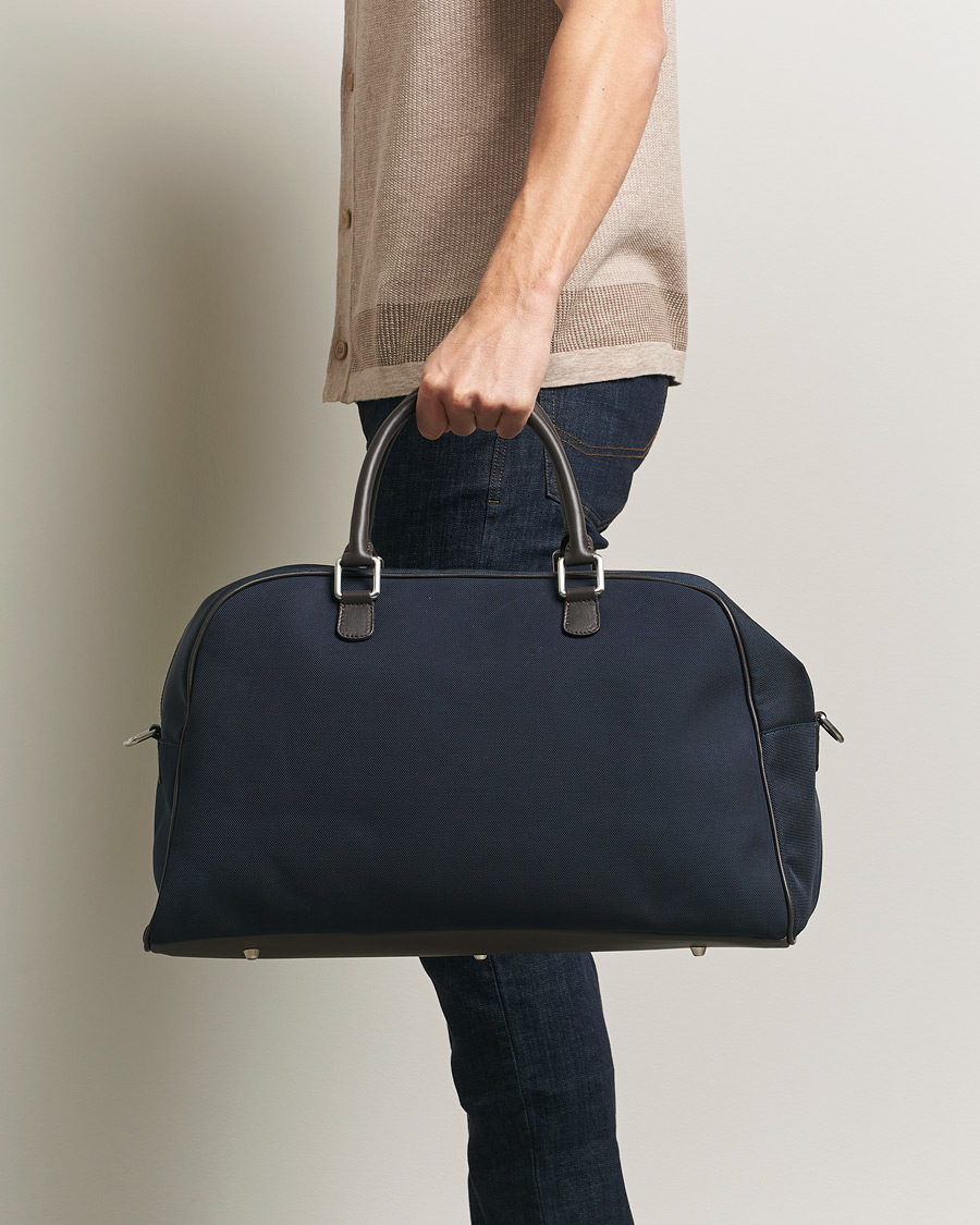 Heren | Tassen | Anderson's | Balistic Nylon/Leather Weekendbag Navy