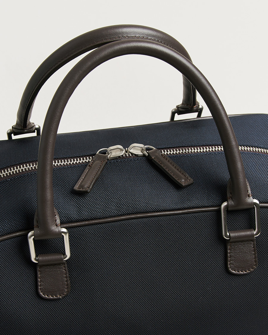 Heren | Tassen | Anderson's | Balistic Nylon/Leather Weekendbag Navy