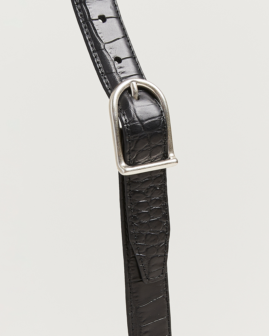Heren | Riemen | Anderson's | Embossed 2,5cm Lether Belt Black
