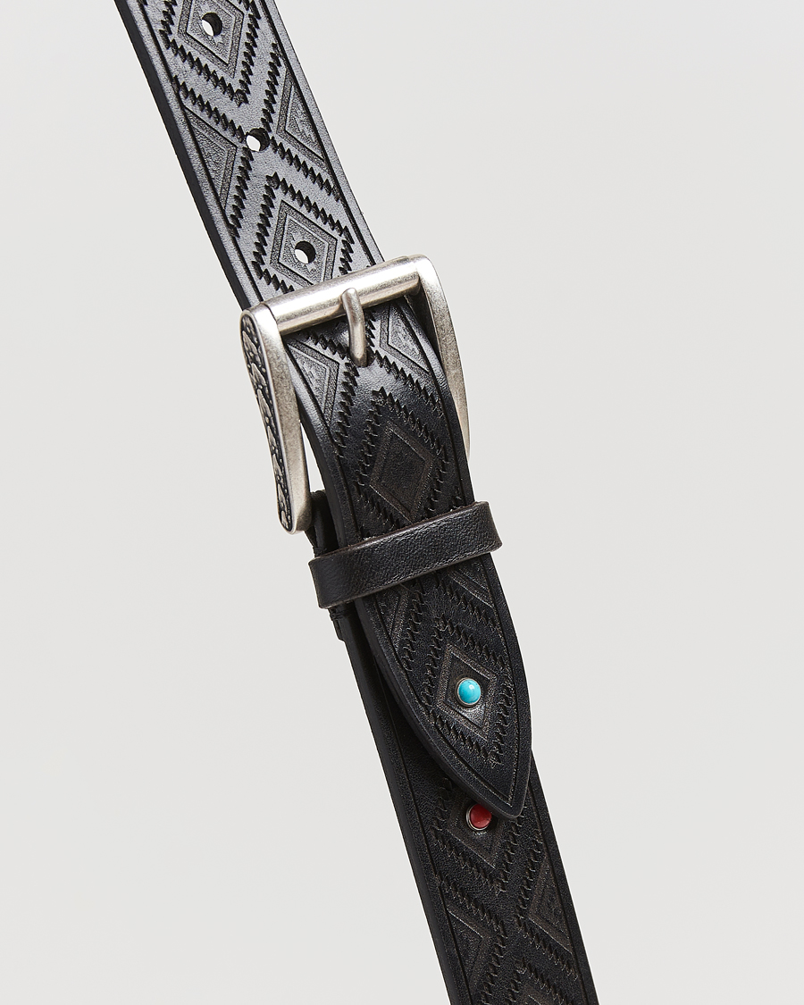 Heren | Riemen | Anderson's | Diamond Pattern Western 3,5cm Belt Black
