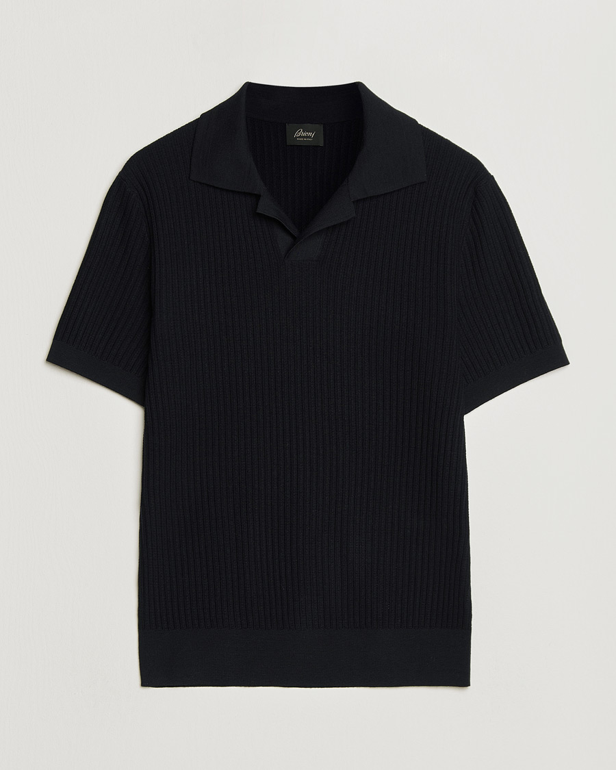 Heren | Truien | Brioni | Knitted Rib Wool Polo Navy
