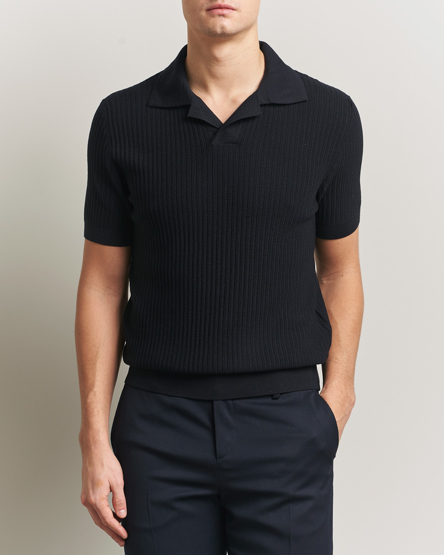 Heren | Truien | Brioni | Knitted Rib Wool Polo Navy