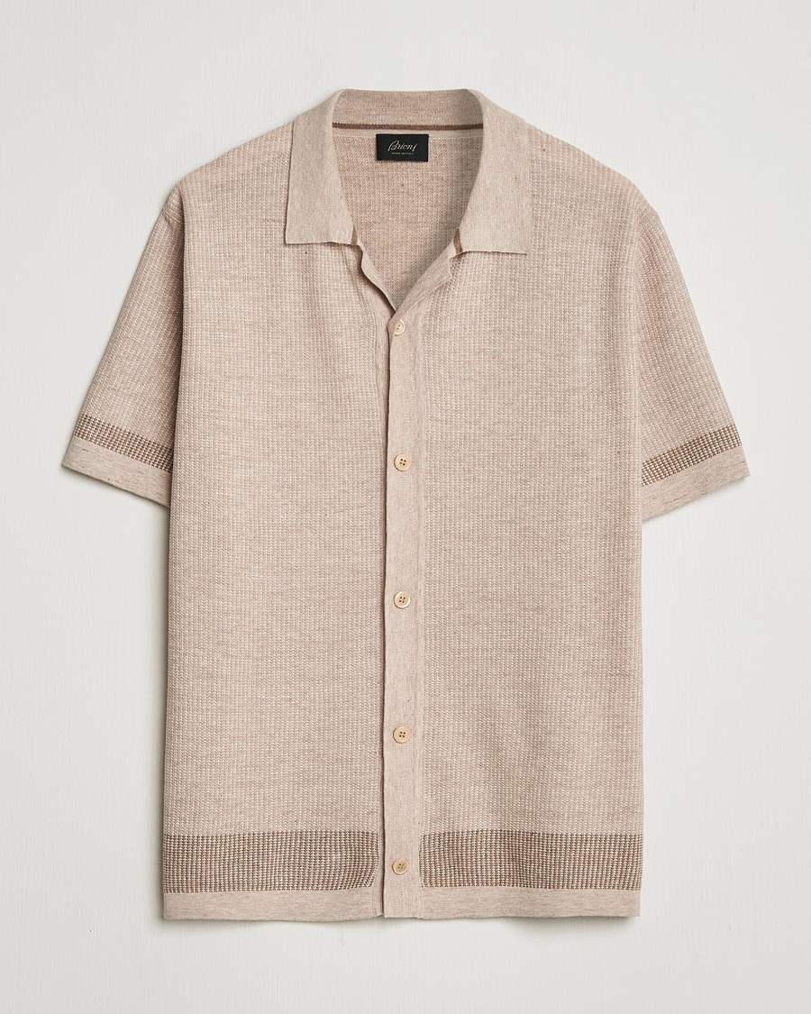 Heren | Overhemden | Brioni | Cotton/Linen Cuban Shirt Beige