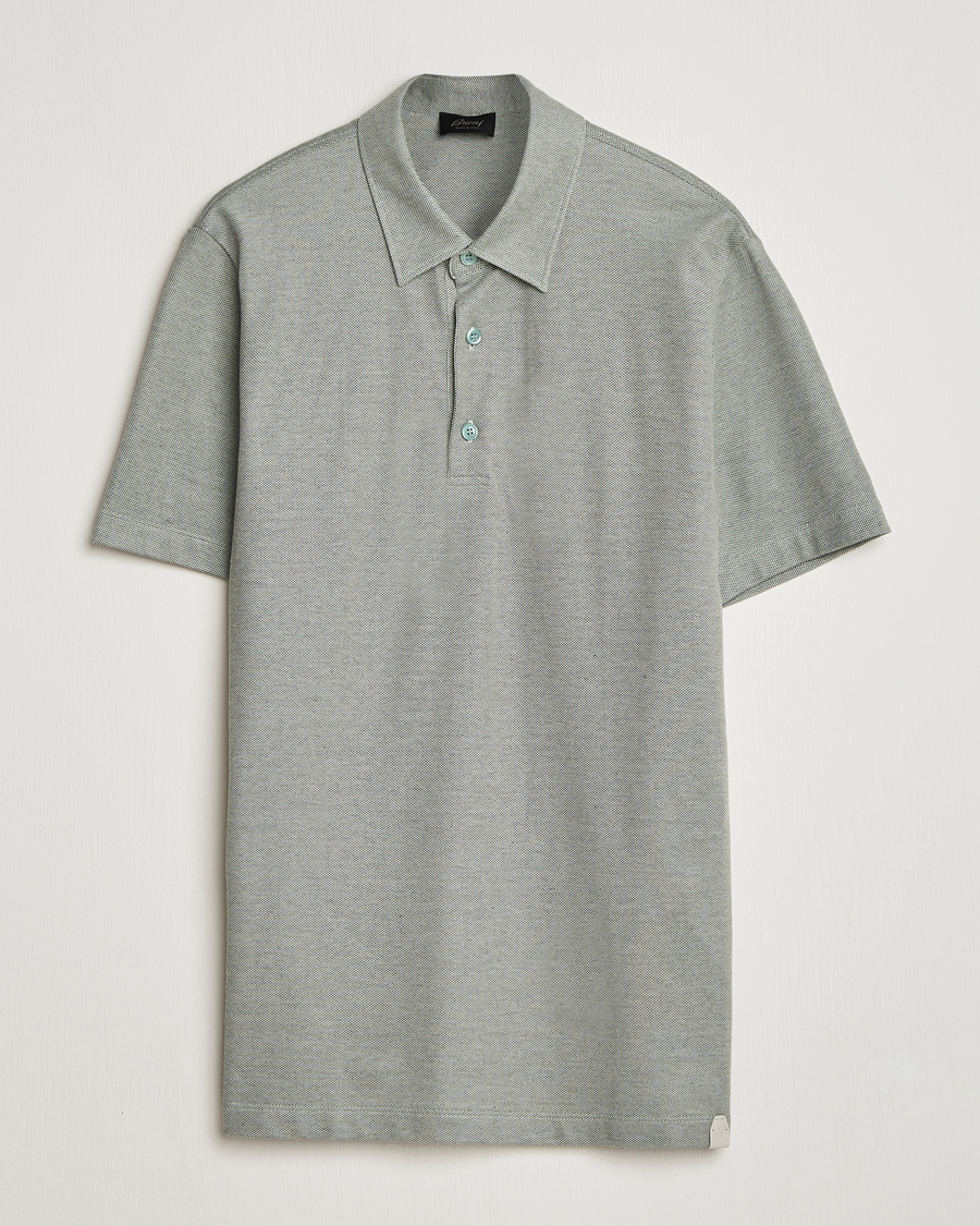 Heren | Polo's | Brioni | Short Sleeve Cotton Piquet Polo Light Green